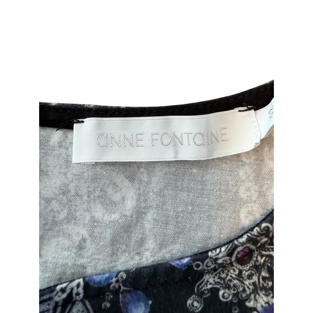 Anne Fontaine Saya Black Jewel Print Peplum Top‎ Cap Sleeve Cotton Blouse 42 - Picture 5 of 8